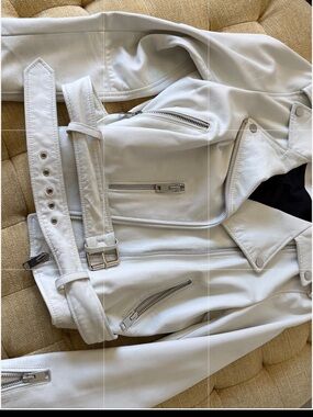 Ladies Cream Leather MotoJacket